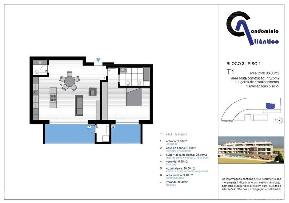 Apartamento T1 em Silveira de 78,00 m2