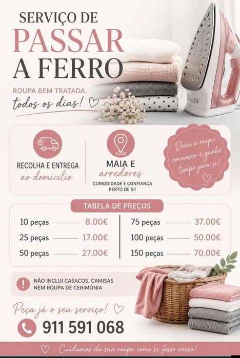 Serviço de engomadoria
