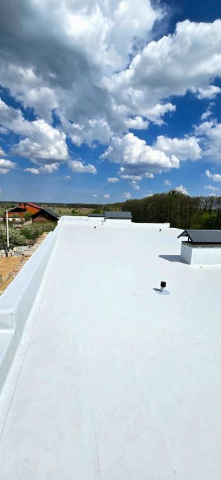 Монтаж плоскої ПВХ / ТПО покрівлі Плоский дах Монтаж ПВХ мембрани