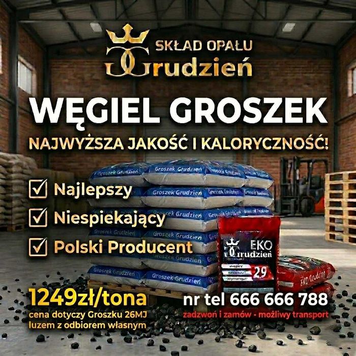 Węgiel Groszek Promocja !!! Super cena !!! Orzech Kostka Pellet GRUDZIEŃ