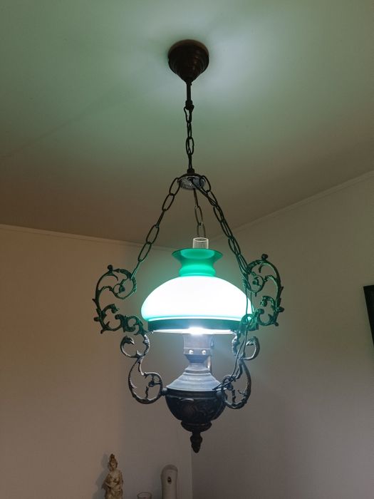 Candeeiro de tecto verde opalino