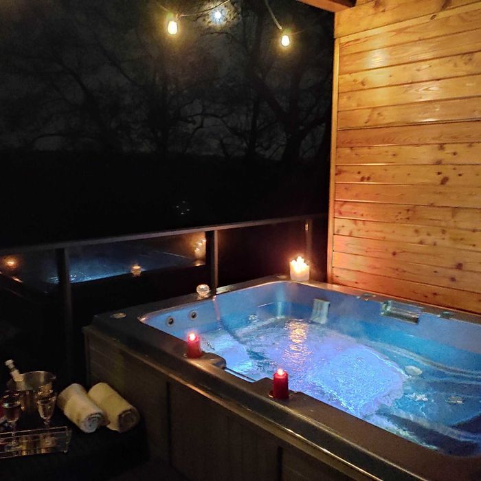 Domek na skale z jacuzzi sauna SPA na wyłączność ferie, zima