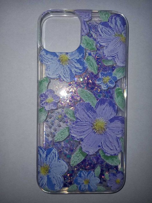 чохол айфон 15 плюс iphone 15 plus чехол блискітками квіти силіконовий