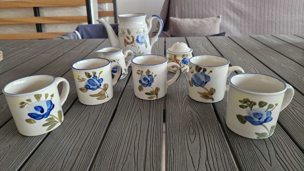Serviço de chá louça cerâmica pintada a mão vintage