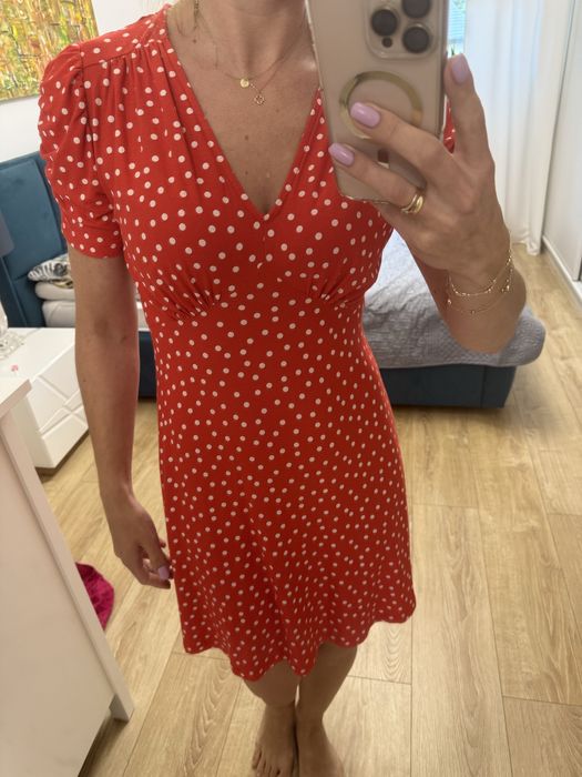 Sukienka w groszki czerwona S M wiskoza Next super stan