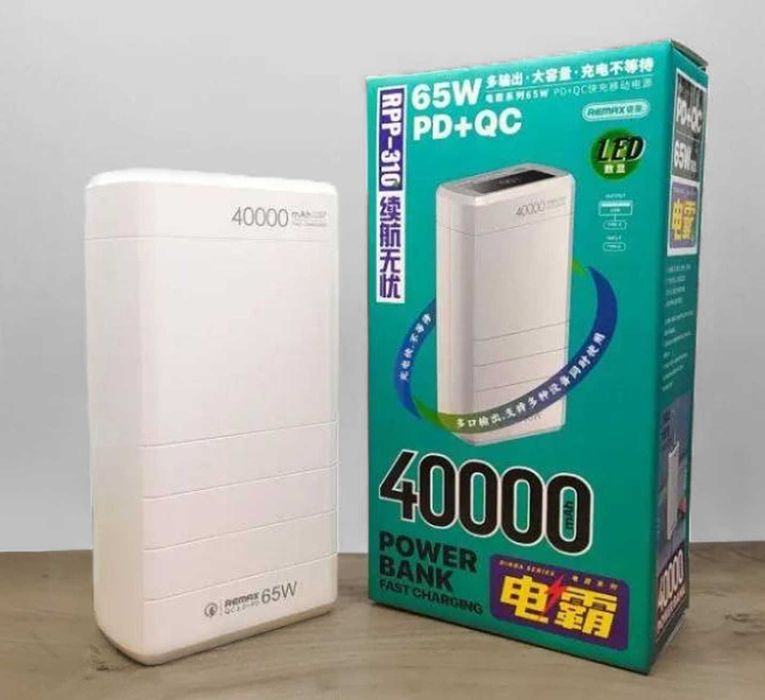 Повербанк для ноутбука 40000 mah, 65 w, pover bank с быстрой зарядкой