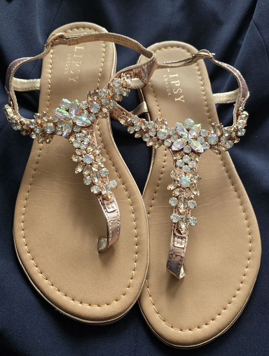 Sandały japonki złote z kamieniami lipsy london 38