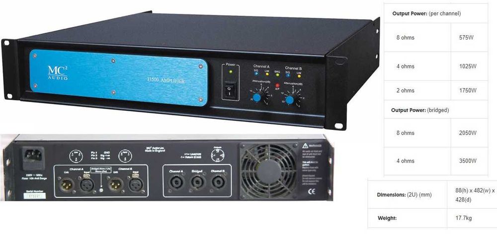 MC2-AUDIO  T1500 Amplificador Profissional  3500w . aceito trocas