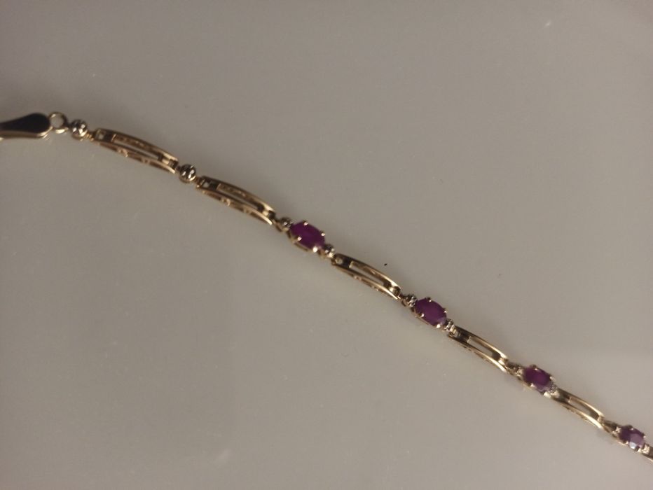Bransoletka złota z rubinami i diamentami. Certyfikat.