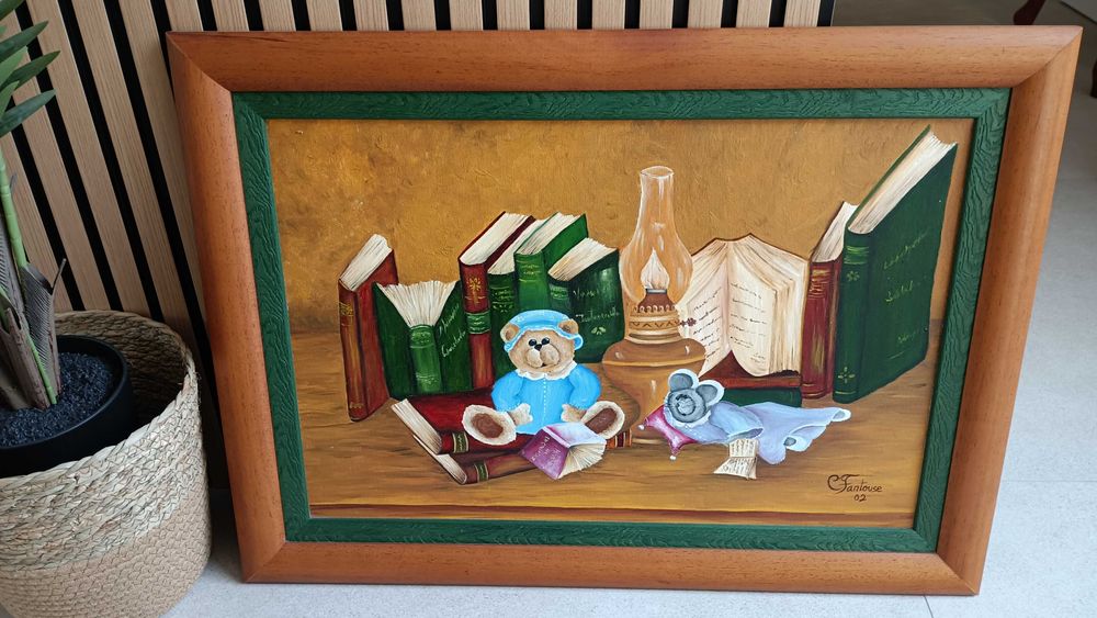 Quadro criança pintado a óleo