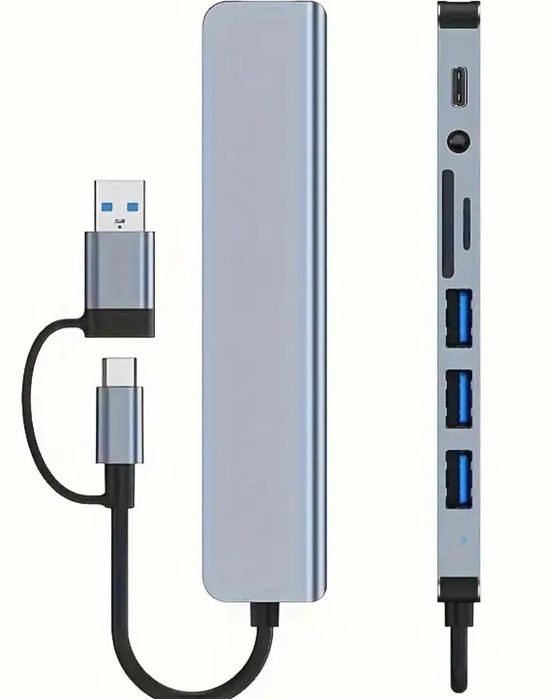 USB Hub переходник 8в1 с type c на usb