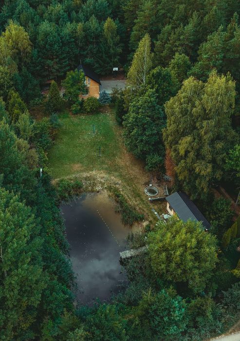 Domek w lesie nad stawem SAUNA BALIA - Zabłudów