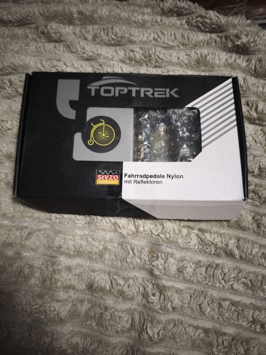 Pedais de bicicleta Toptrek com refletores StVZO, pedais MTB feitos de fibra de nylon com 3 rolamentos fechados, antiderrapantes, conjunto de pedais