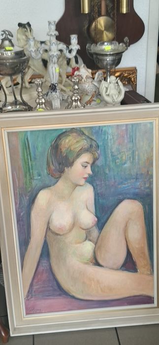 Obraz olejny na płótnie – Akt kobiety – 80x60 cm – Sygnowany