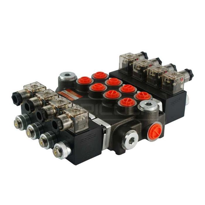 Rozdzielacz hydrauliczny 4 sekcyjny 40L/min sterowany elektrycznie 24V