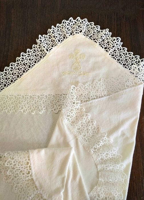 Крижмо покривало подвійне з вишивкою дитяче накидка хрестильна в храм