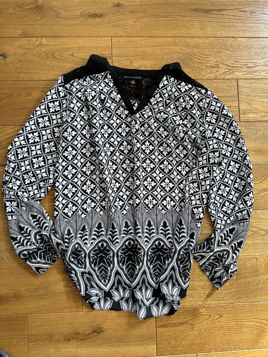 Bialo czarna bluzka damska wzór 40