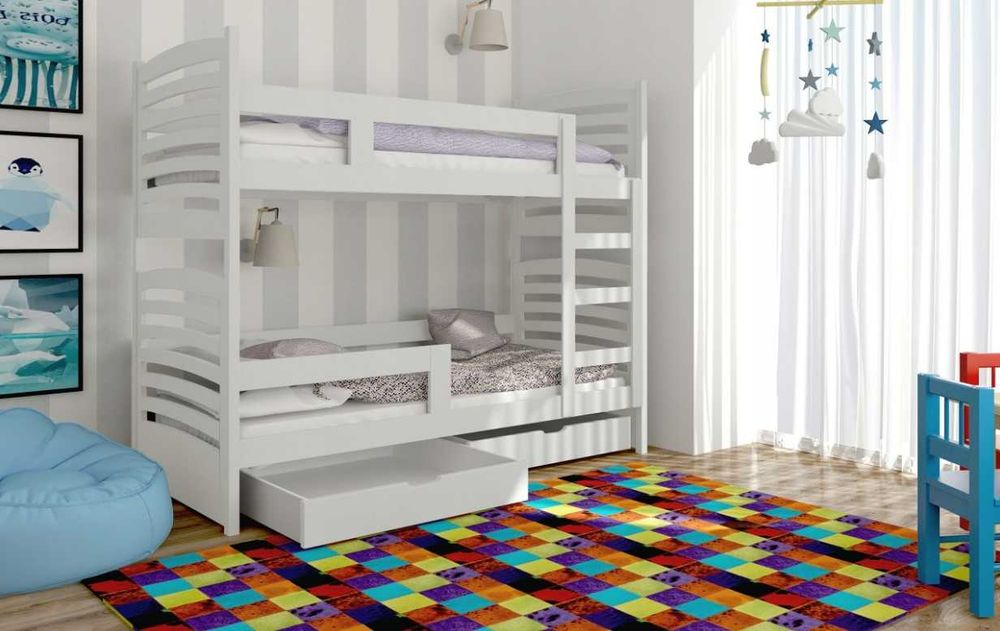 Łóżko piętrowe dla dzieci Janek 2 osobowe, materace 160x75 lub 180x75