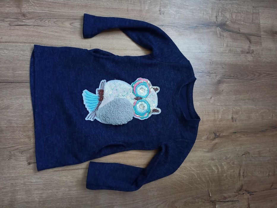 Śliczna sukienka/tunika z cekinową sową 110