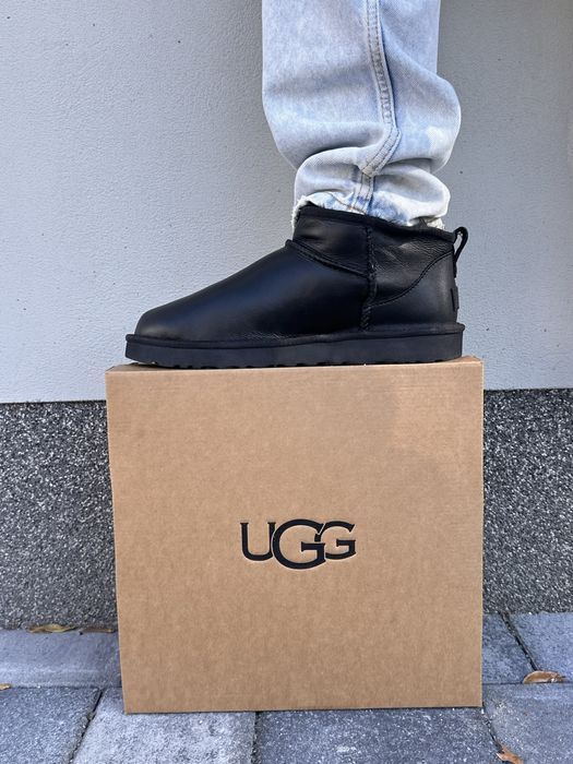 Уггі Ugg Ultra Mini Black Leather Угг 36-45 Унісекс