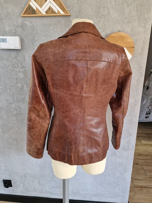 Skóra naturalna marynarka żakiet kurtka Lindex L 40