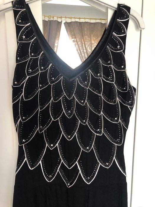 Długa czarna sukienka damska - 40