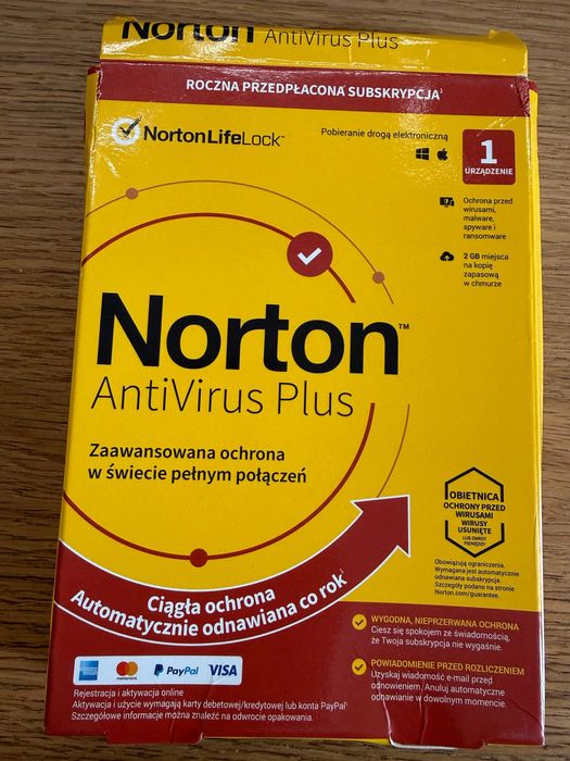 Norton AntiVirus Plus – licencja 1 rok / 1 urządzenie (PC/Mac) Klucz/BOX