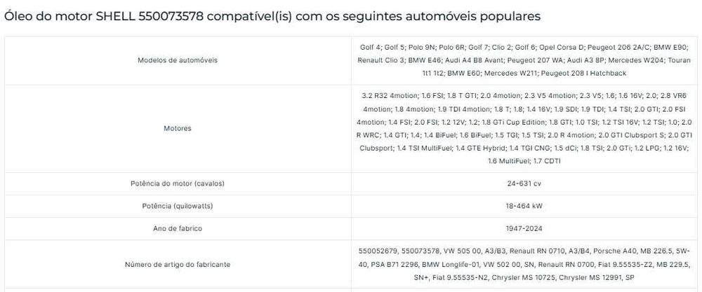Óleo Sintético SHELL Helix Ultra 5W 40 - 1 Lt NOVO