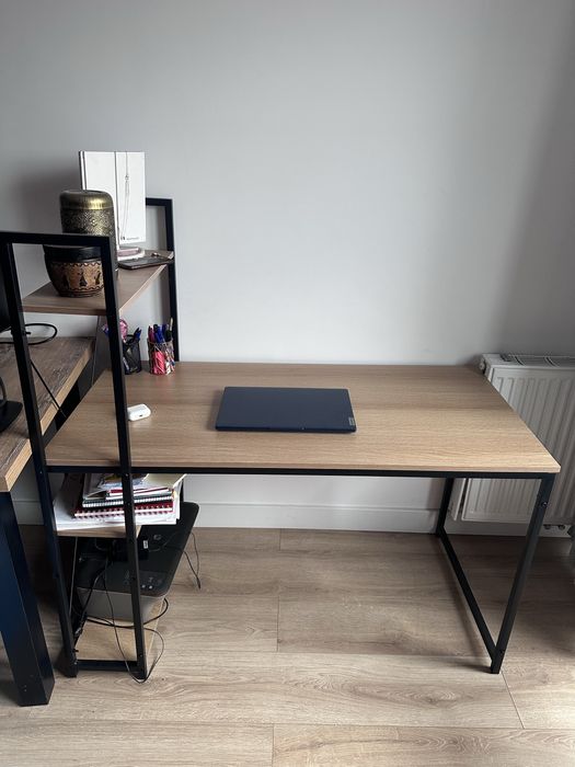 Biurko loftowe industrialne z regałem półkami