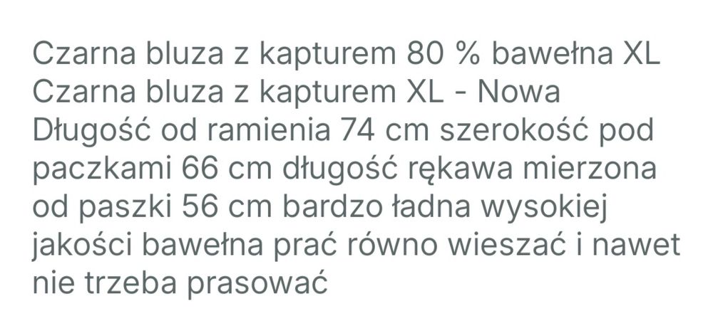 Nowa bluza męska z kapturem Czarna XL