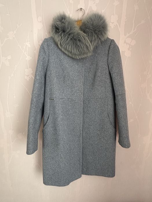 Зимове жіноче пальто, сірий/блакитний