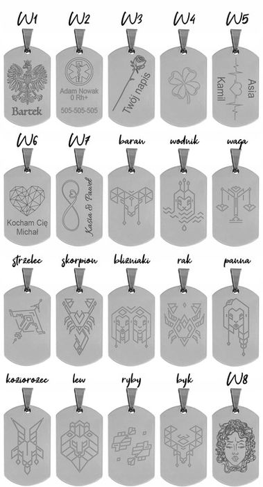 Nieśmiertelnik Z Grawerem X2 Męski, Stal Chirurgiczna Grawer Mechanicz