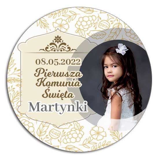 Magnes ze zdjęciem okrągły 10cm chrzest ślub urodziny komunia