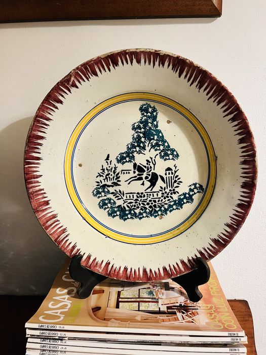 Prato Grande Faianca Portuguesa sec XIX 35cm