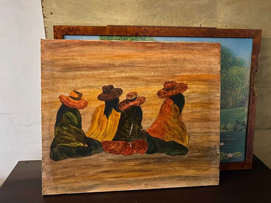 quadro com pintura de 4 senhoras de costas