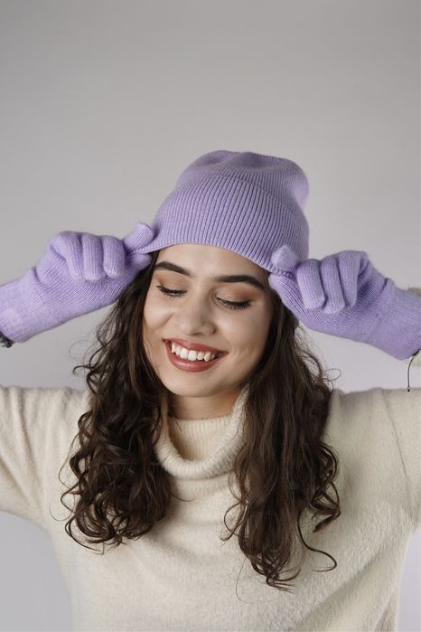 Комплект набір шапка та рукавички з ангорою odyssey