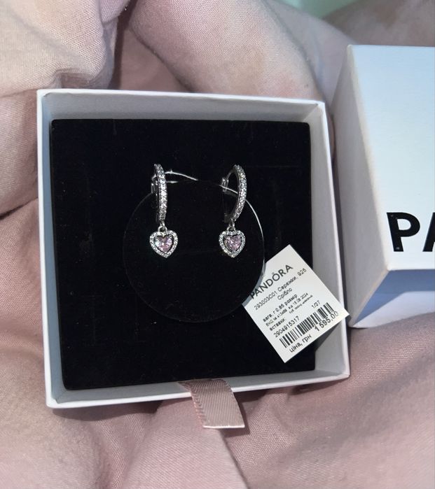 Сережки Pandora з біркою ! Срібні серьги Пандора.