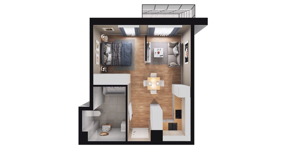 1-pokojowe mieszkanie 33m2 + balkon Bezpośrednio