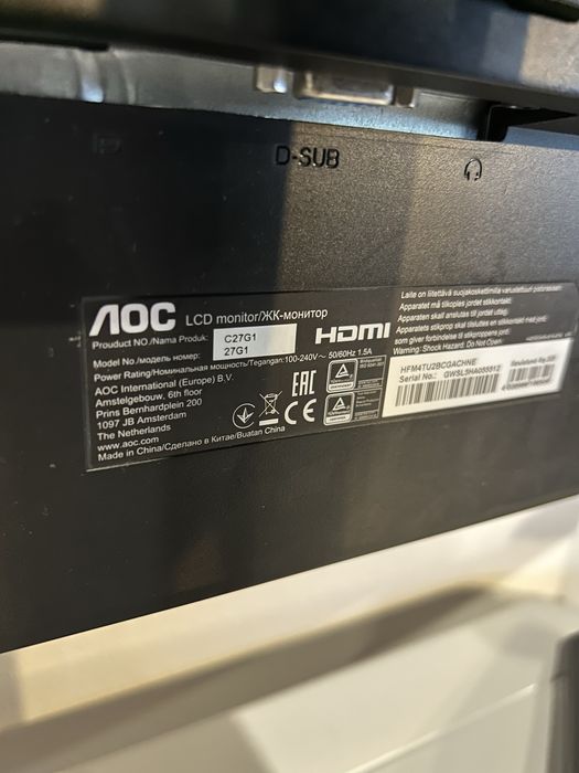 AOC Gaming C27G1 27" LED FullHD 144Hz FreeSync Curvo