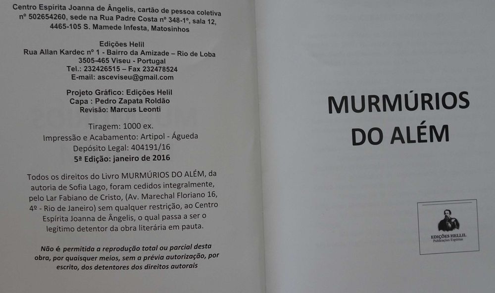 Murmúrios do Além de Sofia Lago (1ª Poetisa Espírita Portuguesa)