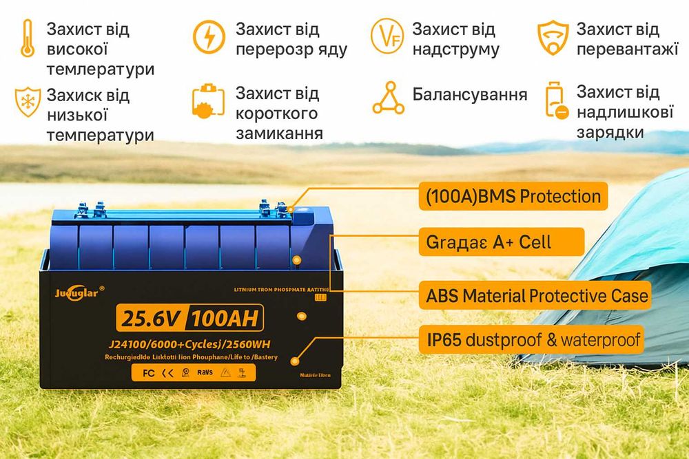 Акумулятор Smat BMS JSDsolar LiFePo4 25,6v 100ah 2560wh