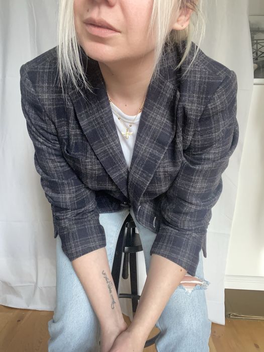 Żakiet w kratę wełna