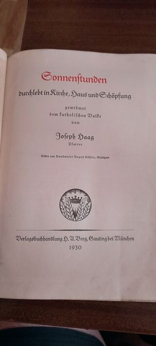 Sonnenstunden J. Haag stara książka niemiecka