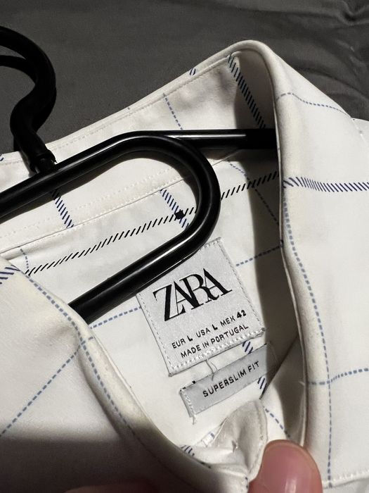 Biała koszula w kratę ZARA SUPER SLIM rozmiar L