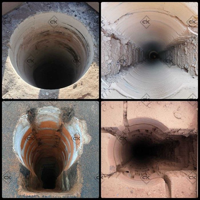 Frezowanie Kominów WKŁADY CERAMICZNE i Kwaso-żaroodporne Szlamowanie