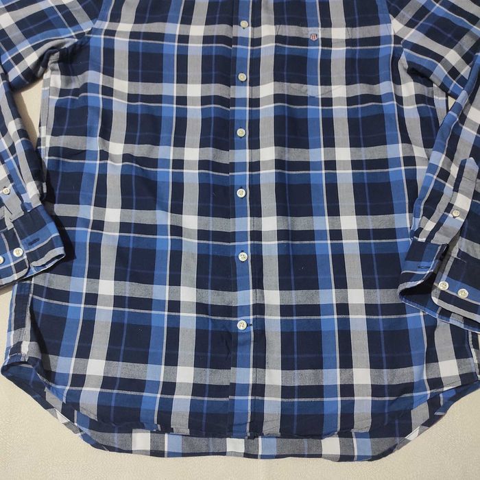 Gant Elegancka Koszula Męska w Kratkę z Długim Rękawem Rozmiar M