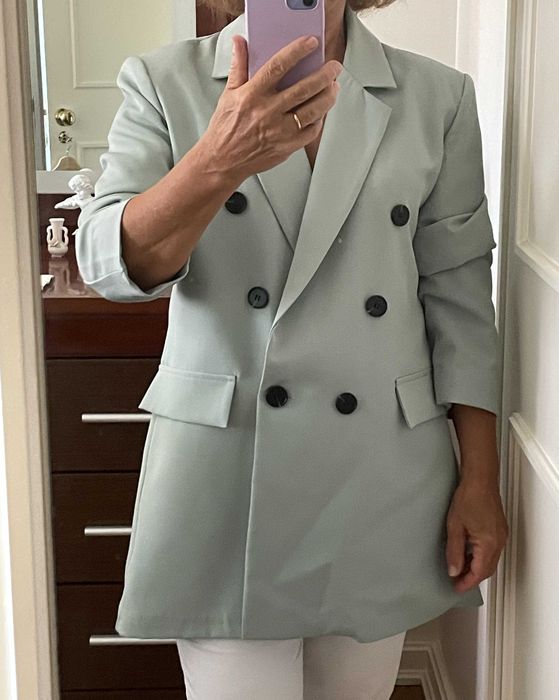 Elegante blazer feminino New Collection de cor azul céu