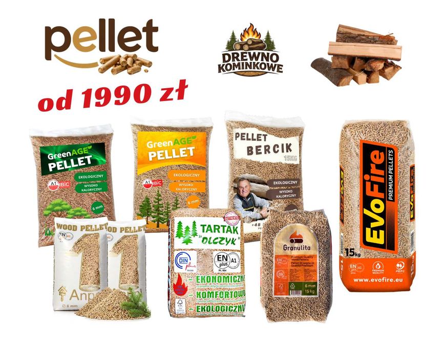 Pellet Enplus A1 - Sosna oraz Dąb / GreenAge / Olczyk / Anpol / Mika / Granulita / 6mm - Paleta 1005KG - 67 worków x 15KG