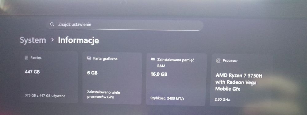 Laptop gamingowy ASUS AMD RYZEN 7 , GTX 1660 TI 6gb