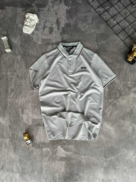 Футболка поло HUGO BOSS Premium з qr-code і біркою однотонна i57/10T-7